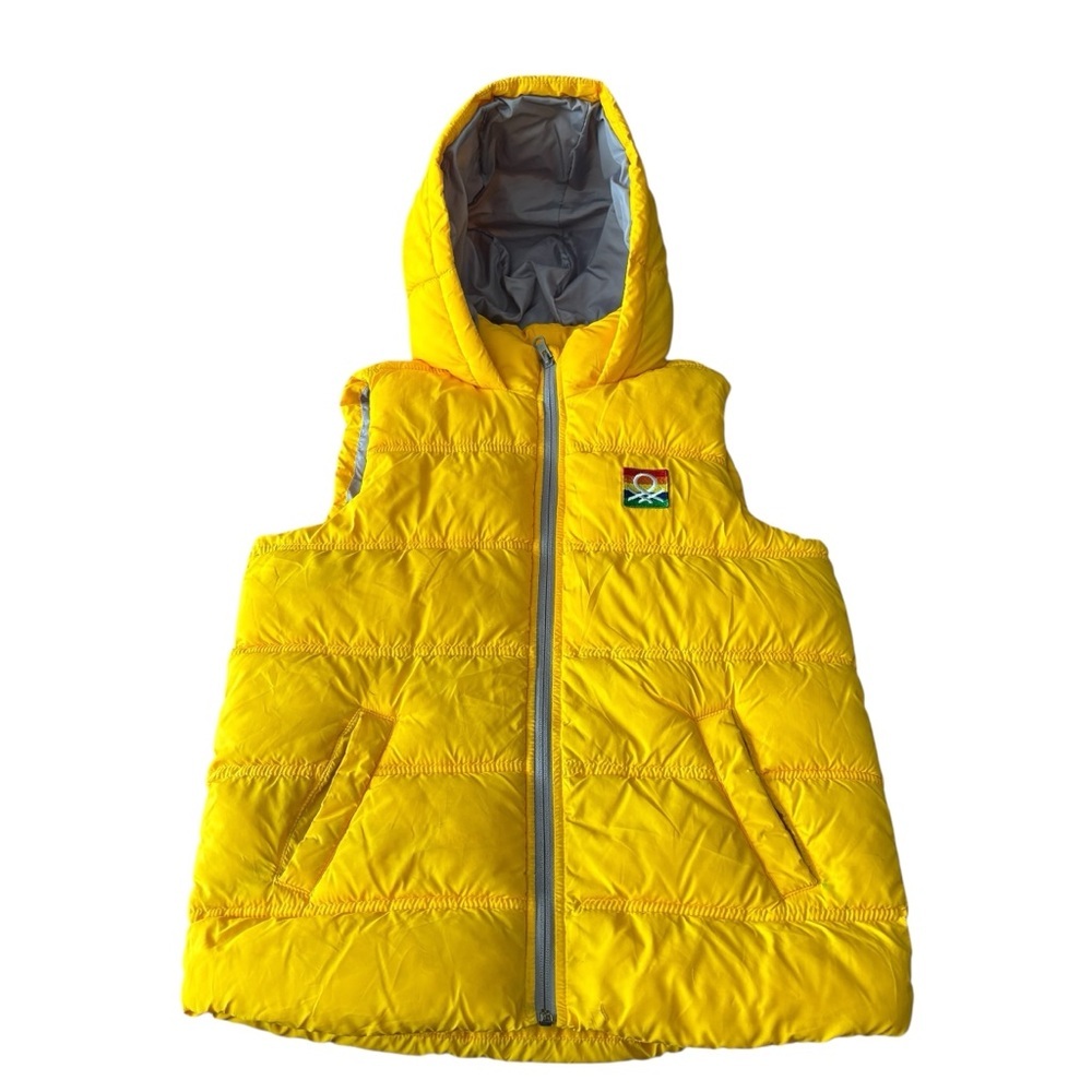 Vintage Yellow Hooded Puffer Vest Size Large